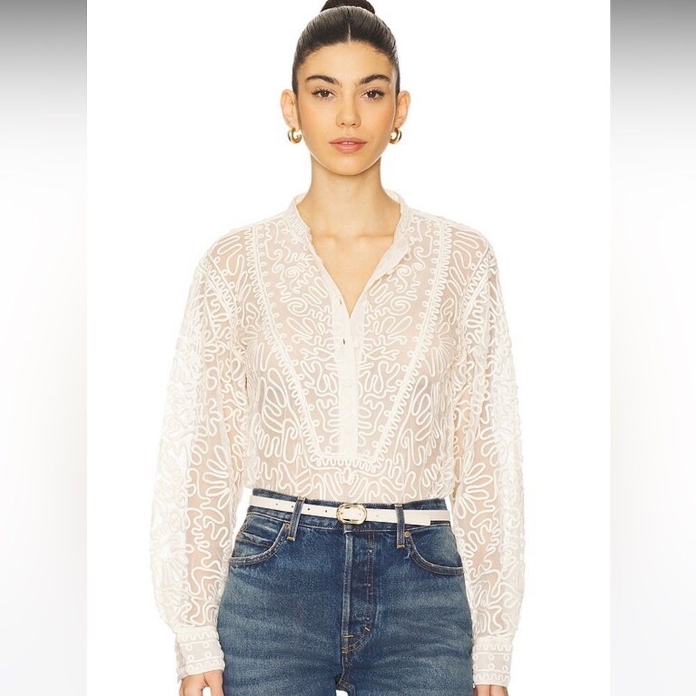 NWT Ulla Johnson Esme Blouse Top Ivory 4
